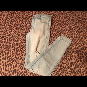 american eagle super stretch distressed jeggings .